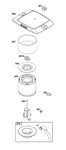 Air Cleaner Group Diagram and Parts List for 305447-0634-H5 200000 - 399999 Briggs and Stratton Engine